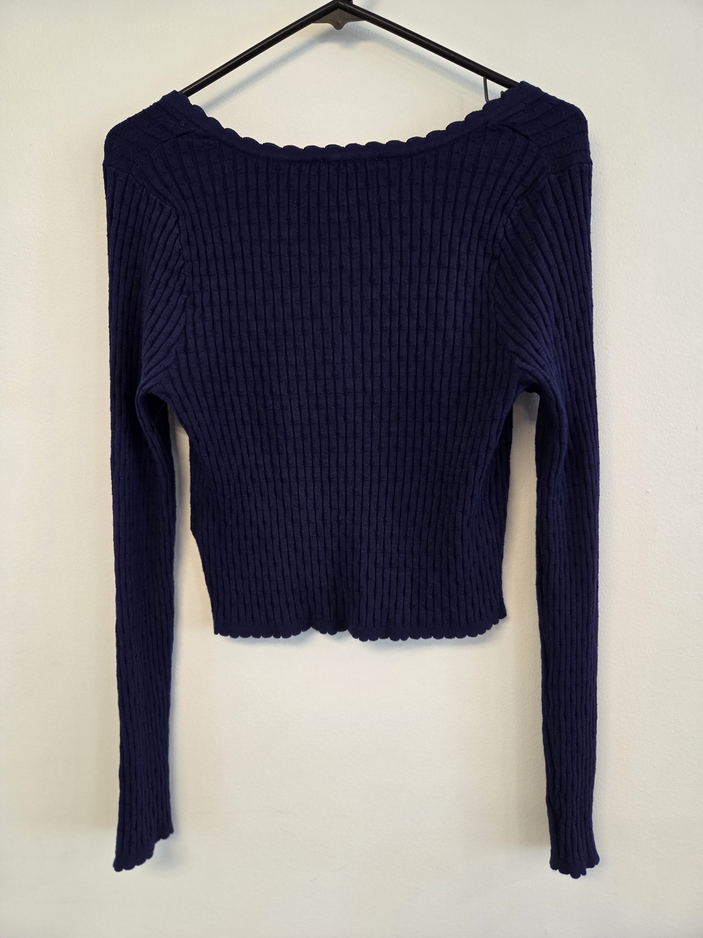 Navy Ribbed Button-Front Top - Picture 5 of 6